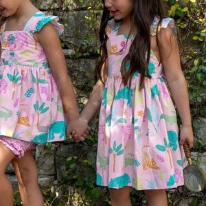 ELEANOR ROSE EUC Colorful Safari Zoo Animals Dress